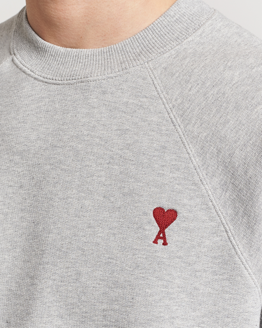 Men | Sweaters & Knitwear | AMI | Heart Logo Sweatshirt Heather Grey