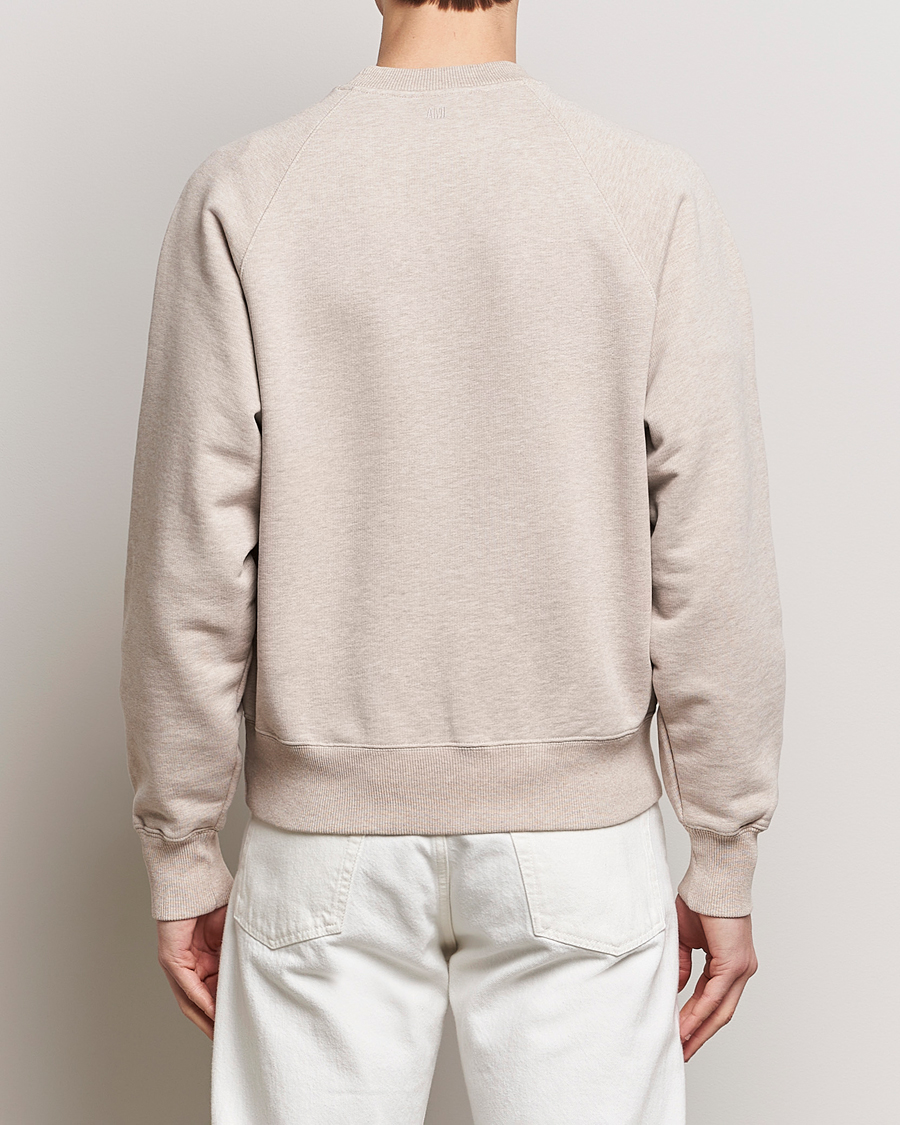 Men | Sweaters & Knitwear | AMI | Heart Logo Sweatshirt Heather Light Beige