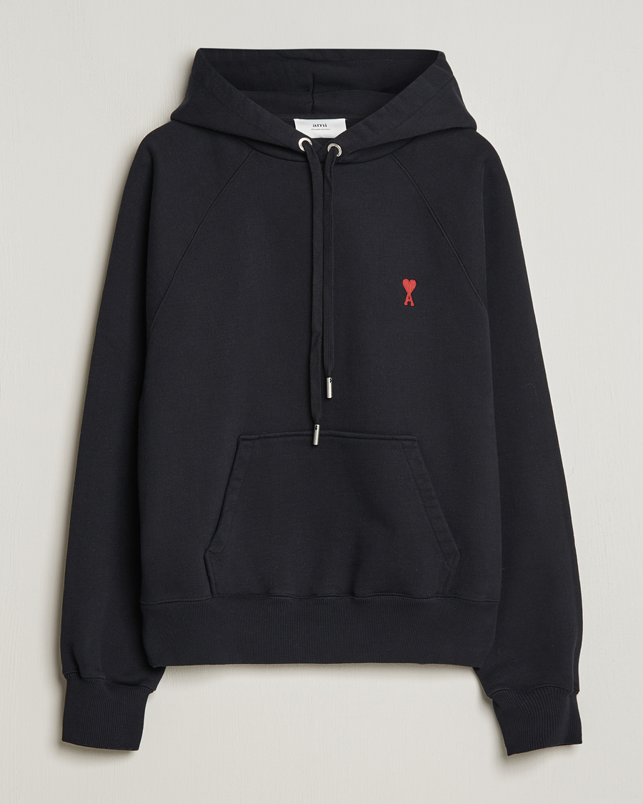 Men | Sweaters & Knitwear | AMI | Heart Logo Hoodie Black