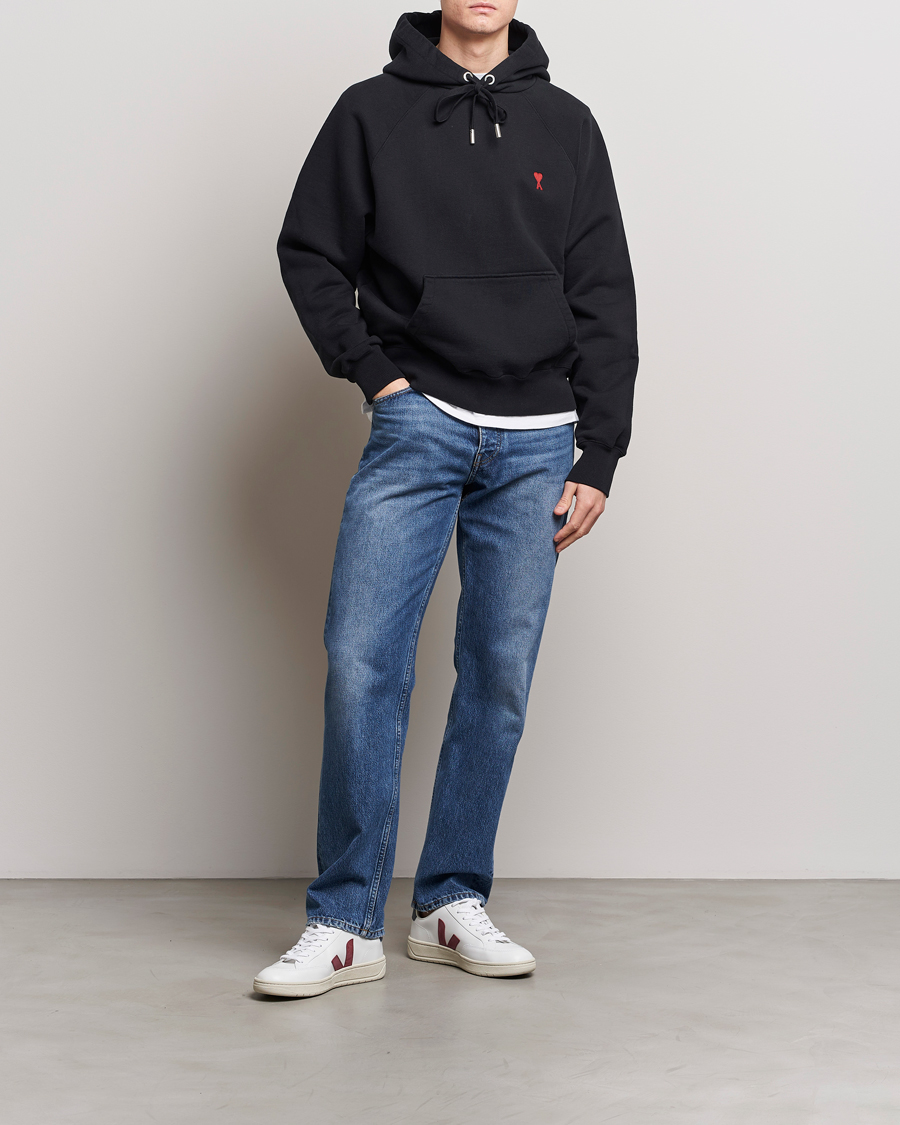 Men | Sweaters & Knitwear | AMI | Heart Logo Hoodie Black