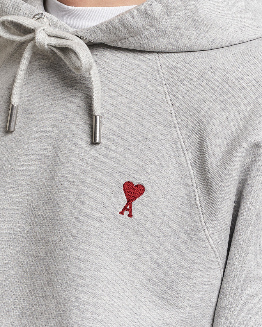 Men | Sweaters & Knitwear | AMI | Heart Logo Hoodie Heather Grey