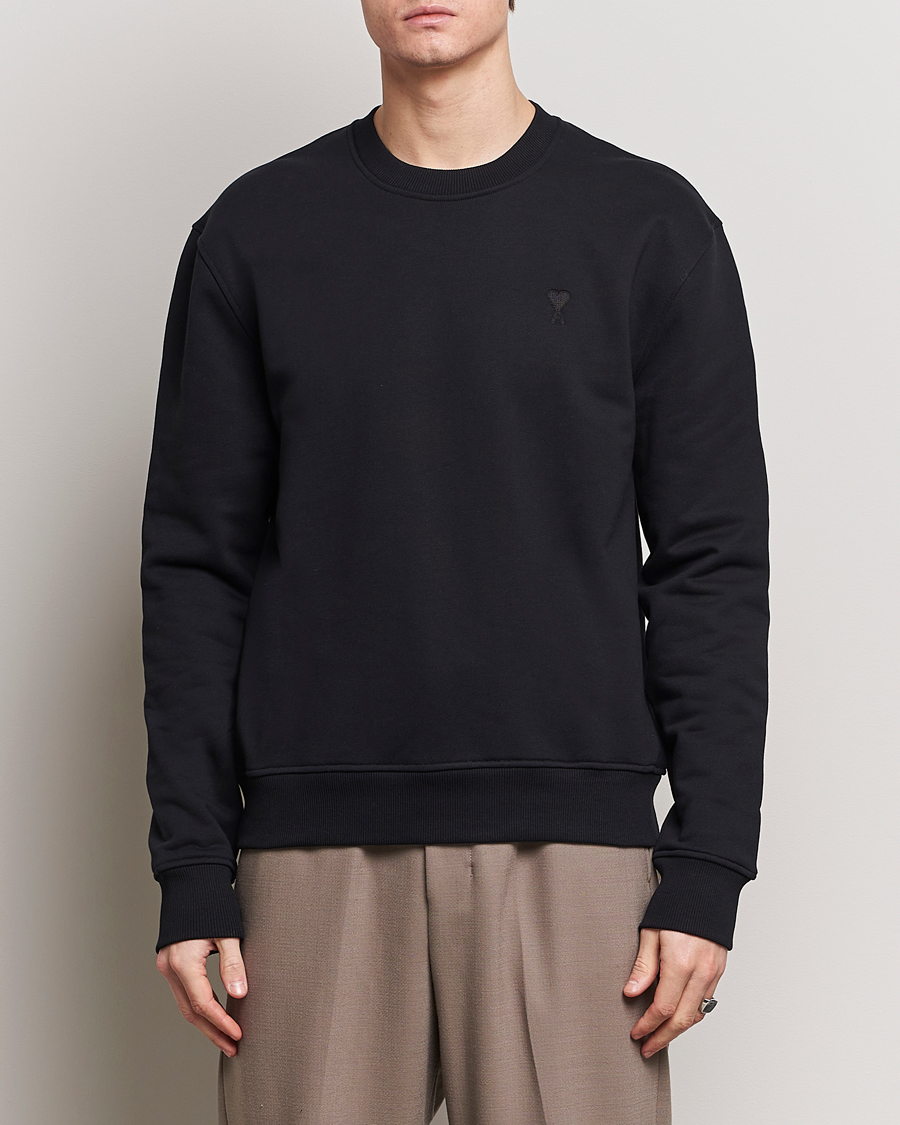 Men | Sweaters & Knitwear | AMI | Tonal Heart Logo Sweatshirt Black