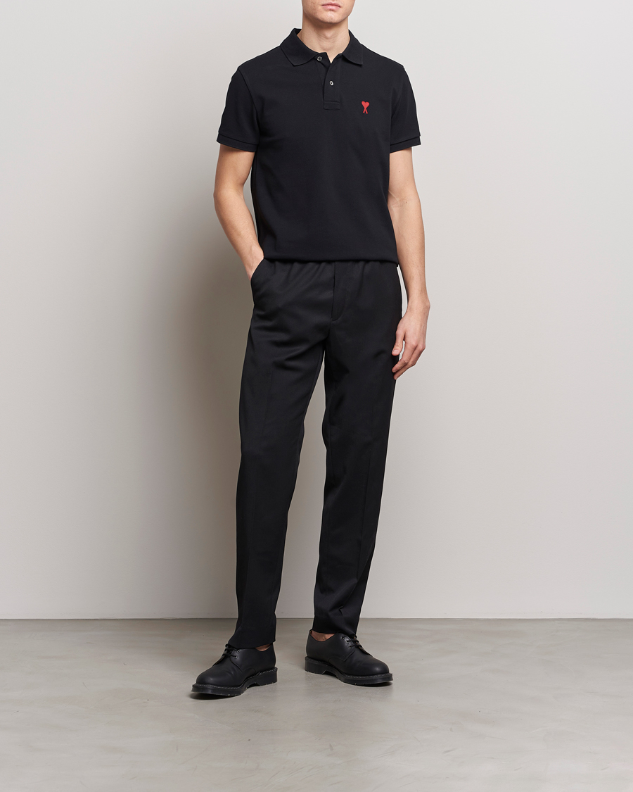 Men | Polo Shirts | AMI | Heart Logo Piquet Polo Black
