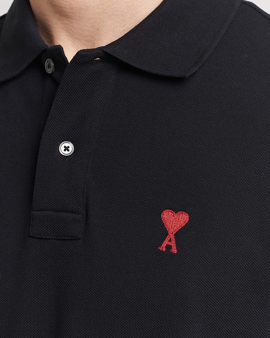 Men | Polo Shirts | AMI | Heart Logo Piquet Polo Black