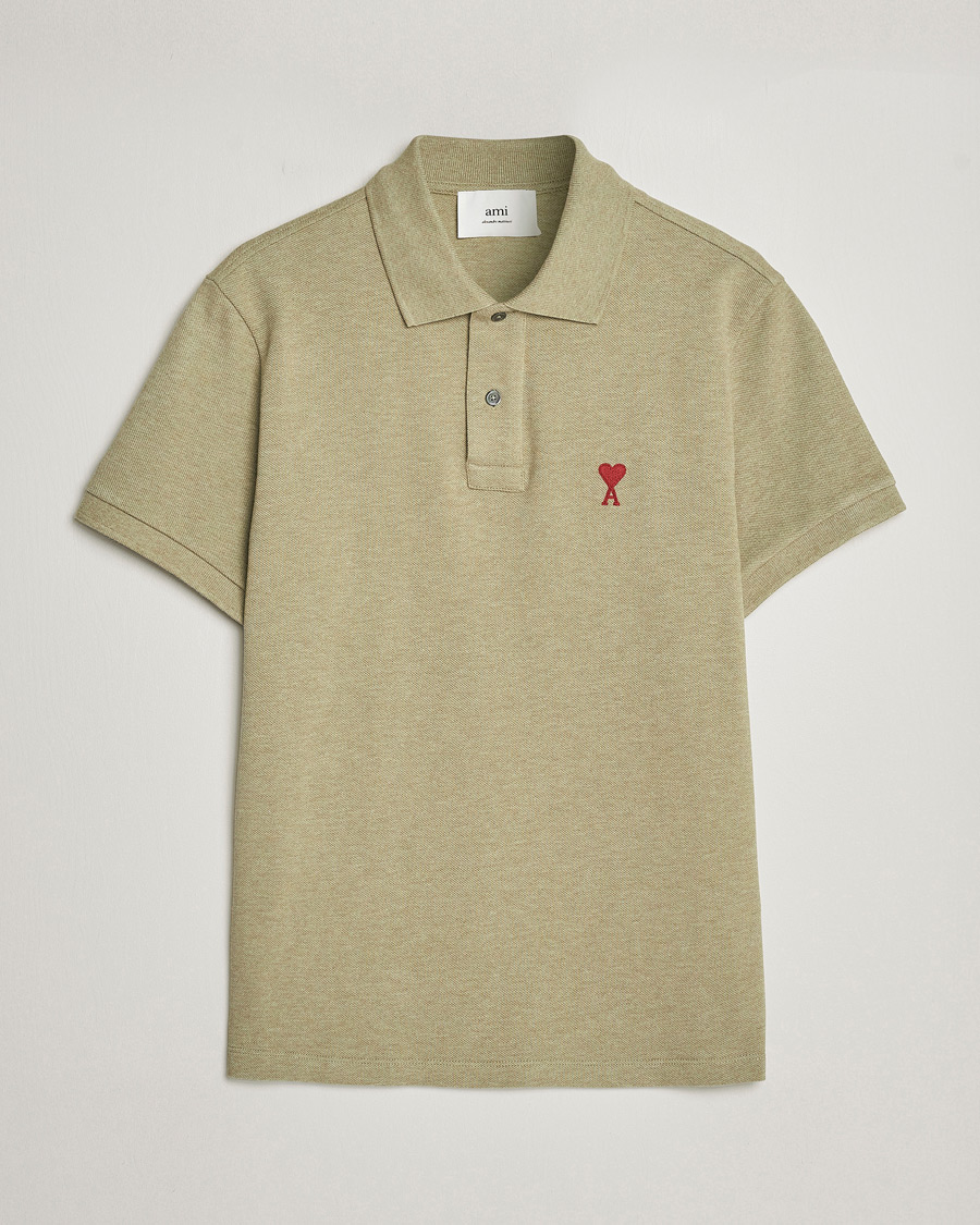 Men | Polo Shirts | AMI | Heart Logo Piquet Polo Heather Sage