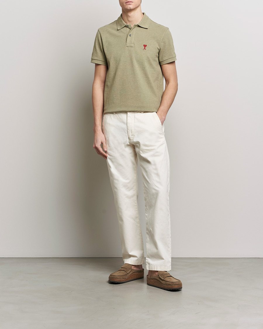 Men | Polo Shirts | AMI | Heart Logo Piquet Polo Heather Sage
