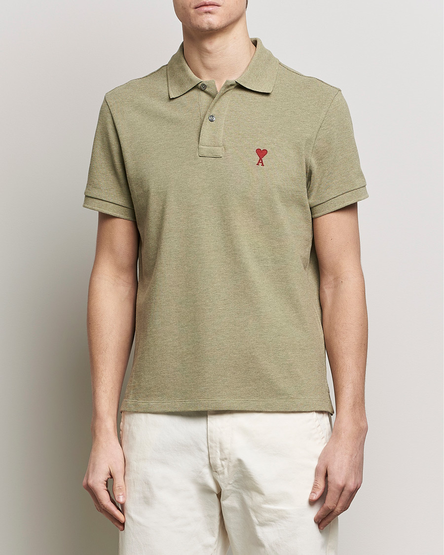 Men | Polo Shirts | AMI | Heart Logo Piquet Polo Heather Sage