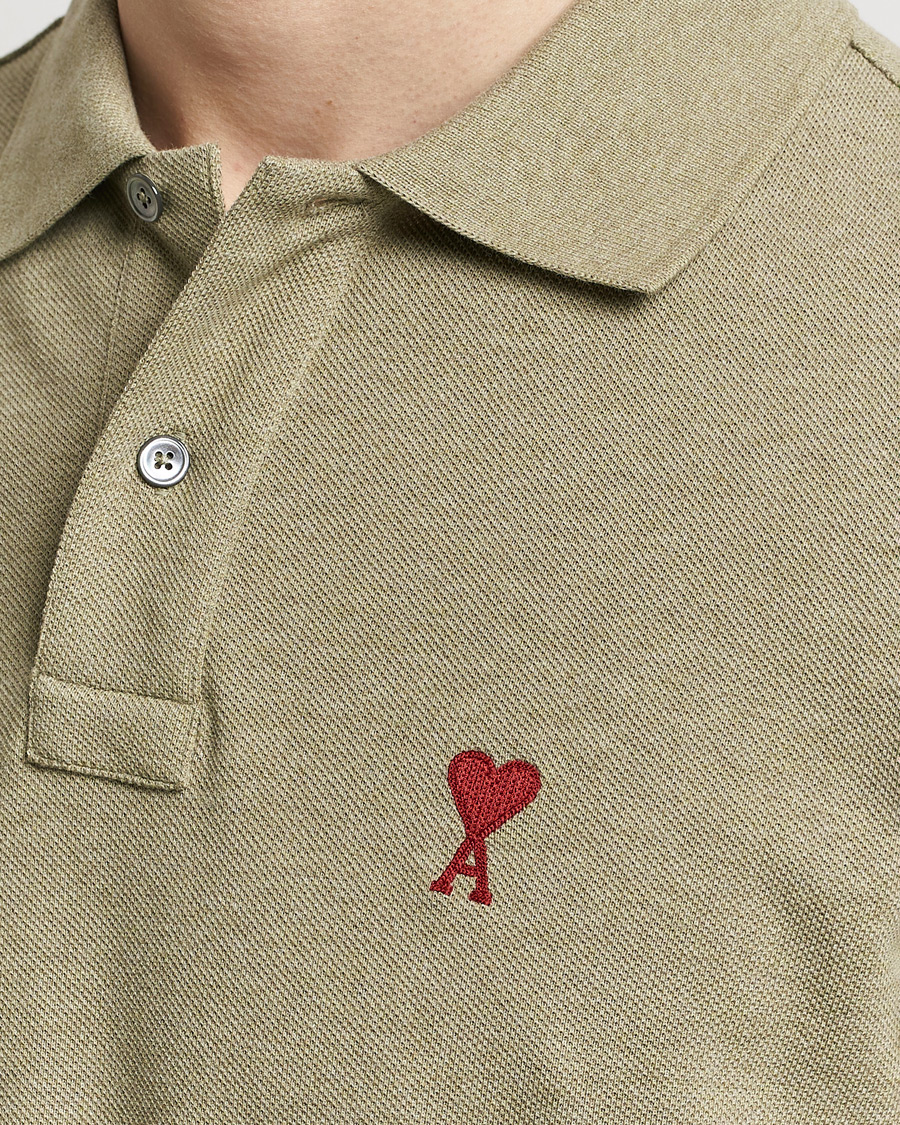 Men | Polo Shirts | AMI | Heart Logo Piquet Polo Heather Sage