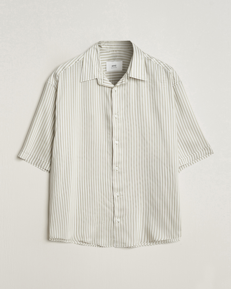 Men | Shirts | AMI | Boxy Fit Striped Short Sleeve Shirt Chalk/Sage