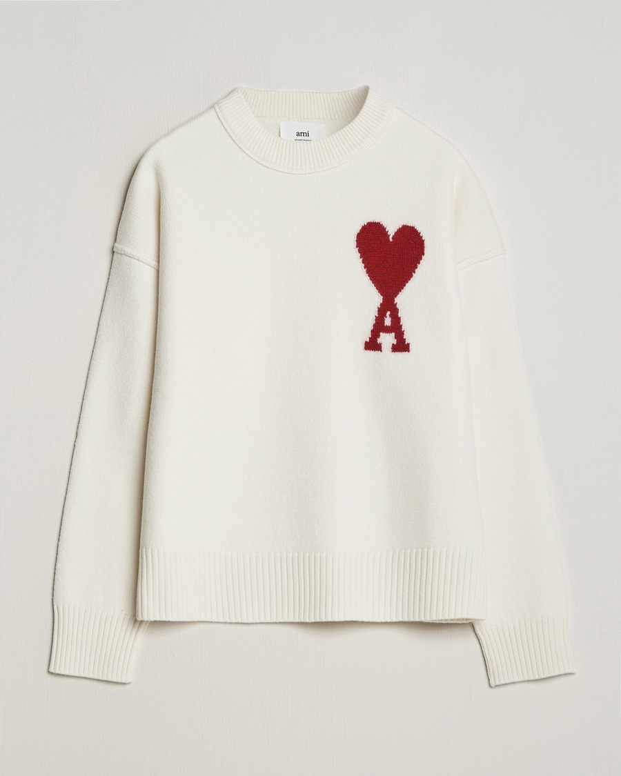 Men | Sweaters & Knitwear | AMI | Big Heart Wool Sweater Off White