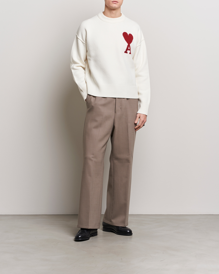 Men | Sweaters & Knitwear | AMI | Big Heart Wool Sweater Off White