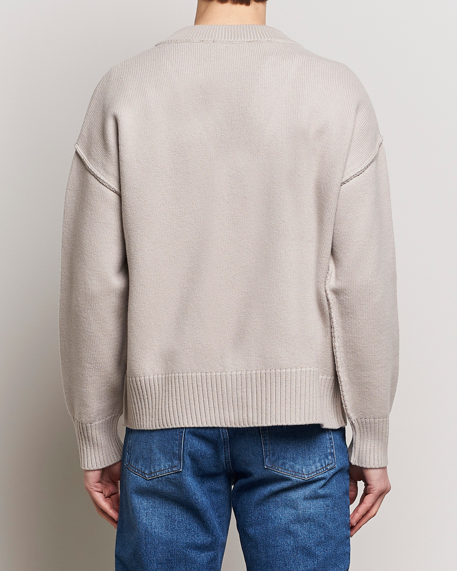 Men | Sweaters & Knitwear | AMI | Big Heart Wool Cardigan Light Beige