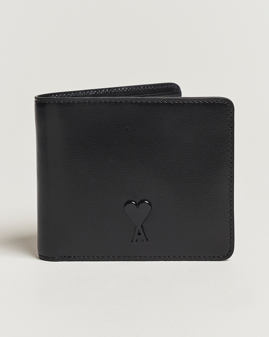 Men | AMI Tonal Heart Logo Leather Wallet Black | AMI | Tonal Heart Logo Leather Wallet Black