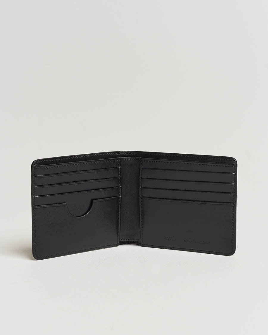 Men | AMI Tonal Heart Logo Leather Wallet Black | AMI | Tonal Heart Logo Leather Wallet Black