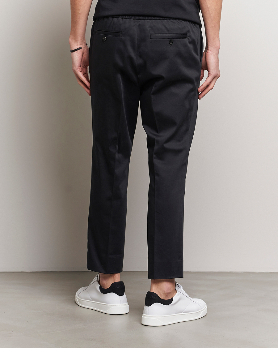 Men | Trousers | AMI | Cotton Drawstring Trousers Black