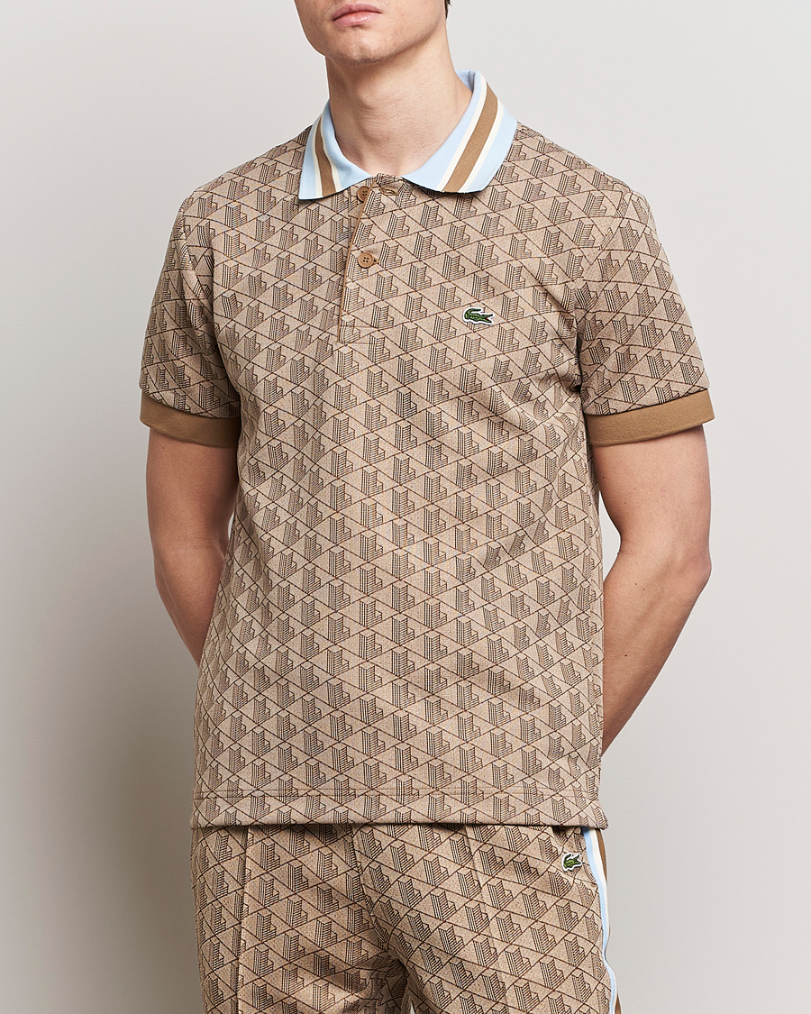 Men | Short Sleeve Polo Shirts | Lacoste | Classic Fit Monogram Polo Croissant/Cookie