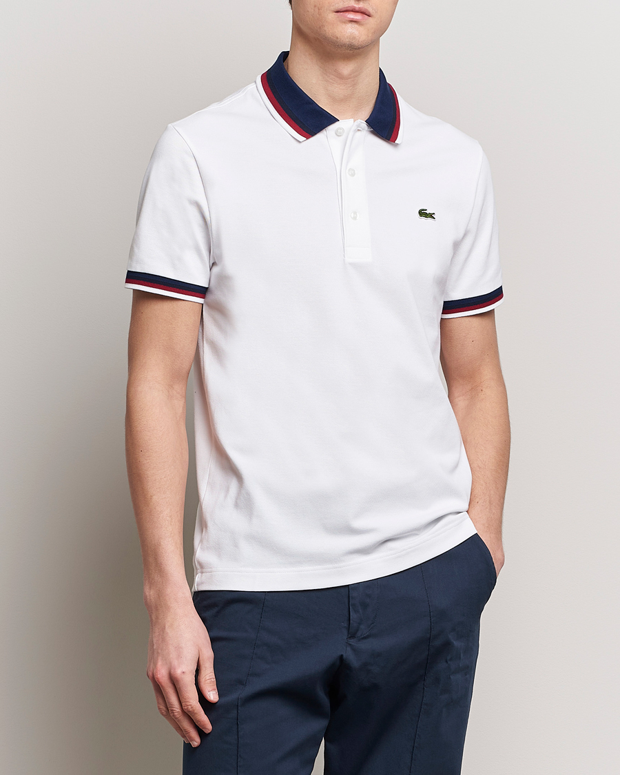 Men | Short Sleeve Polo Shirts | Lacoste | Regular Fit Tipped Polo White