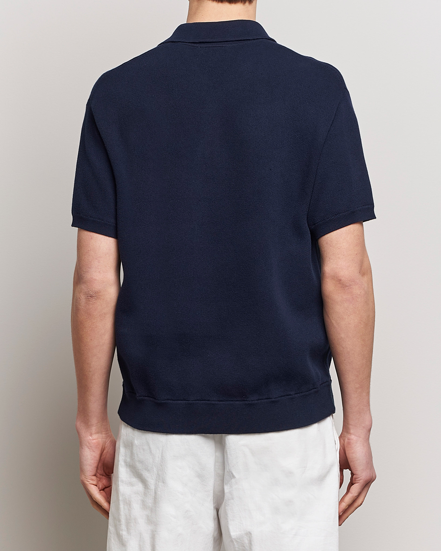 Men | Polo Shirts | Lacoste | Relaxed Fit Moss Stitched Knitted Polo Navy
