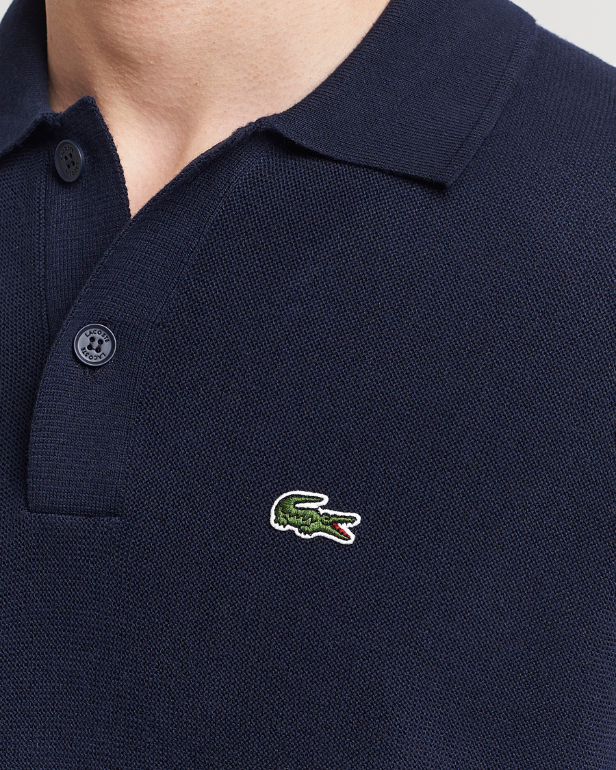 Men | Polo Shirts | Lacoste | Relaxed Fit Moss Stitched Knitted Polo Navy