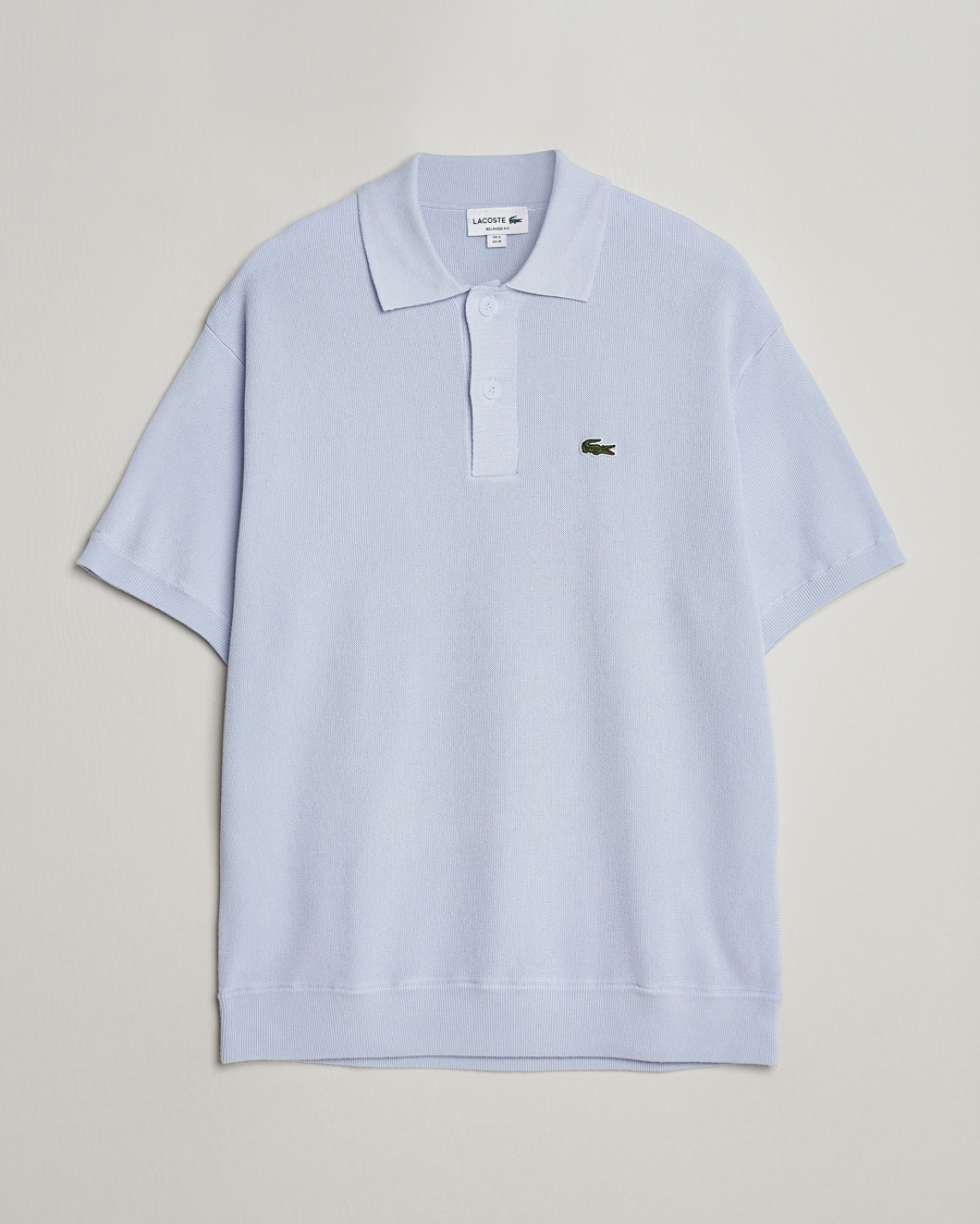 Men | Polo Shirts | Lacoste | Relaxed Fit Moss Stitched Knitted Polo Phoenix Blue