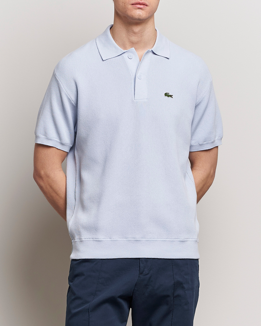 Men | Polo Shirts | Lacoste | Relaxed Fit Moss Stitched Knitted Polo Phoenix Blue