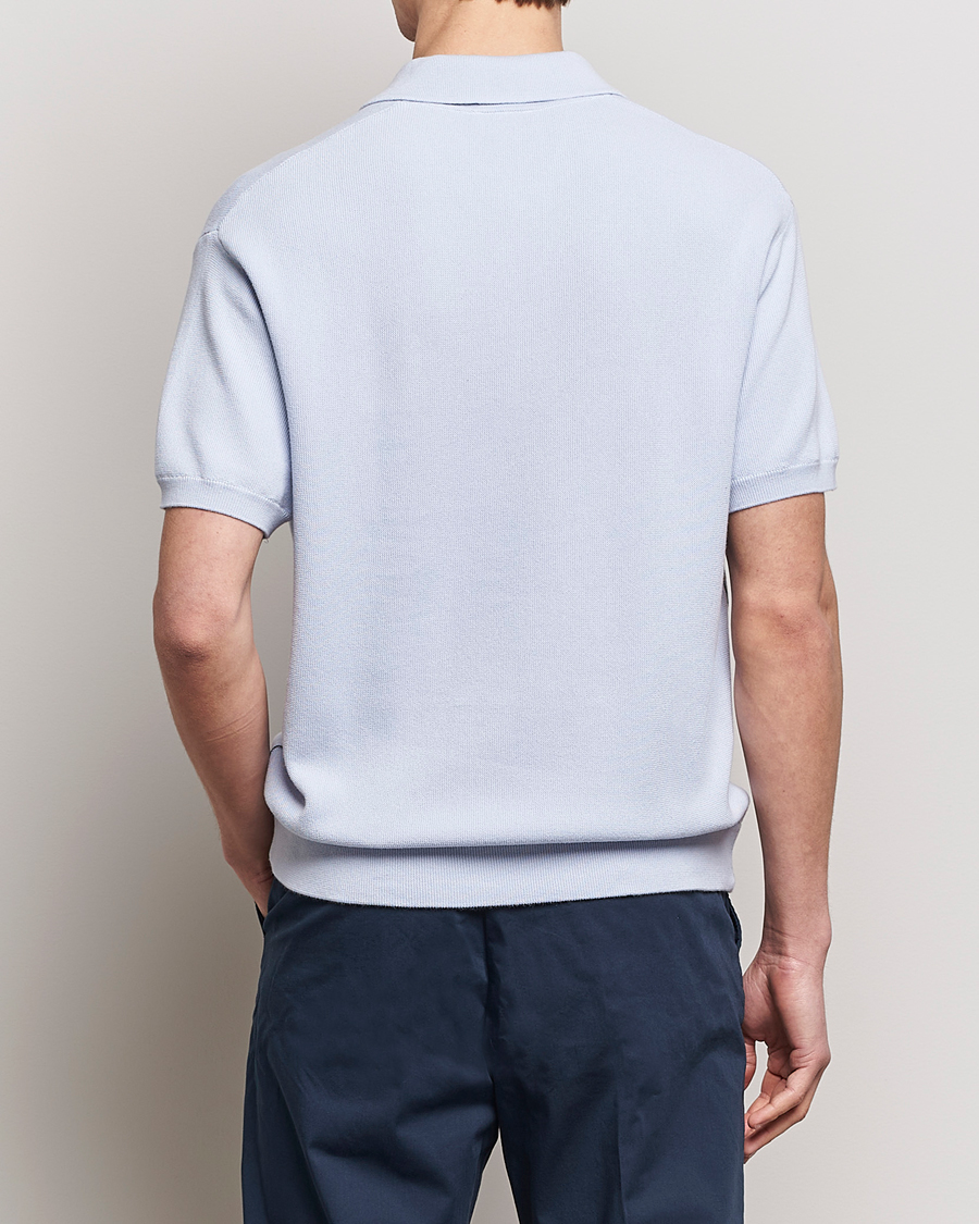 Men | Polo Shirts | Lacoste | Relaxed Fit Moss Stitched Knitted Polo Phoenix Blue
