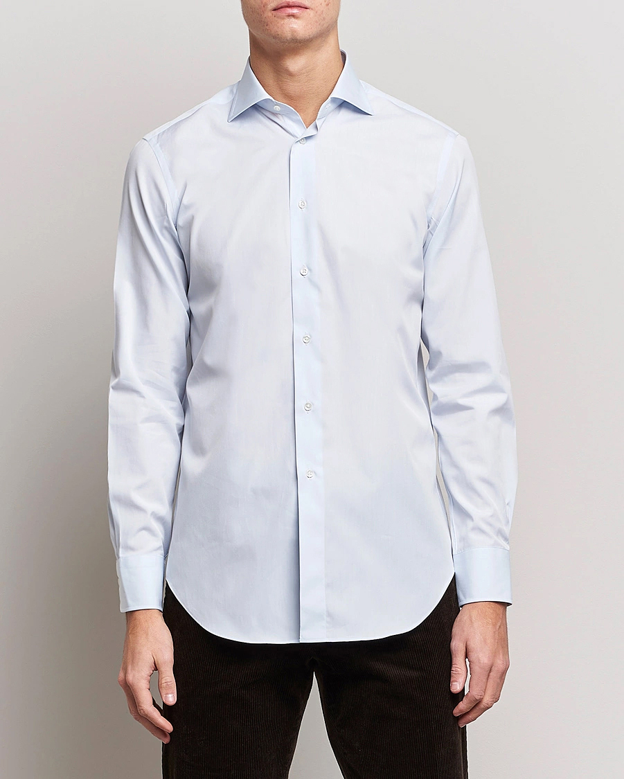 Herr | Kläder | Kamakura Shirts | Slim Fit Broadcloth Dress Shirt Light Blue