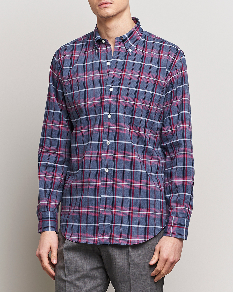 Men | Clothing | Kamakura Shirts | Vintage Ivy Button Down Shirt  Blue Madras