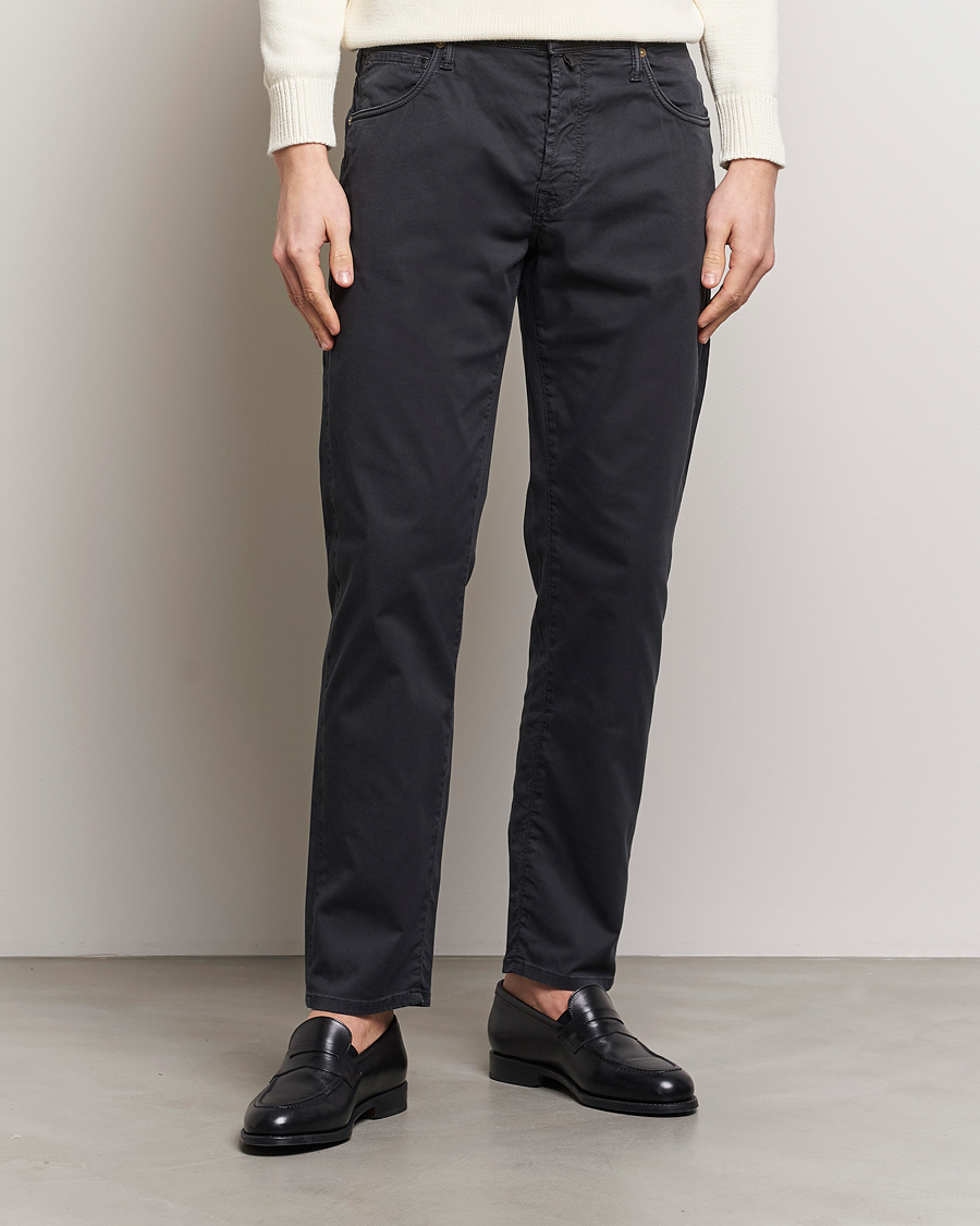 Men | Casual Trousers | Incotex | 5-Pocket Cotton/Stretch Pants Black