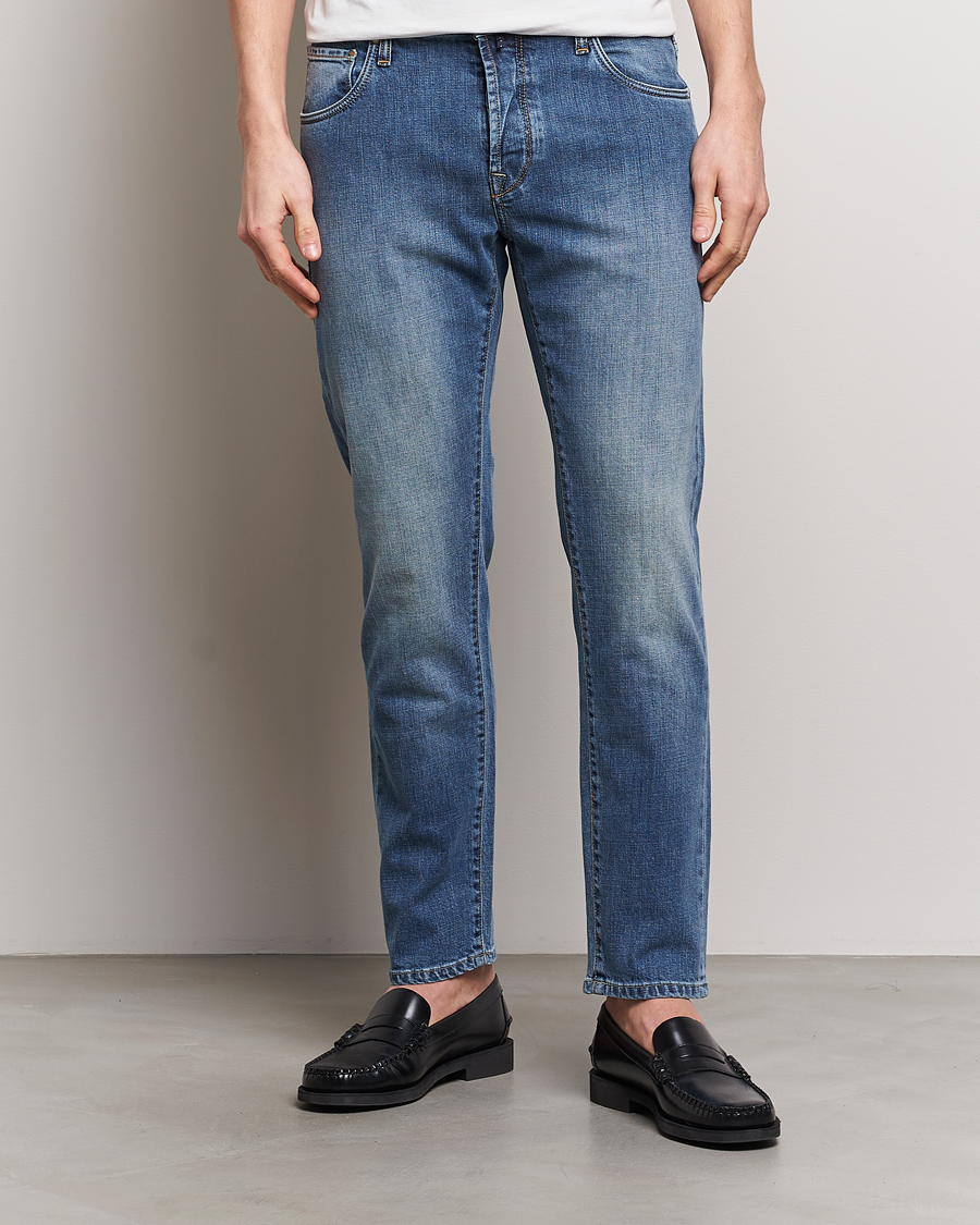 Men | Jeans | Incotex | 5-Pocket Stretch Denim Medium Blue
