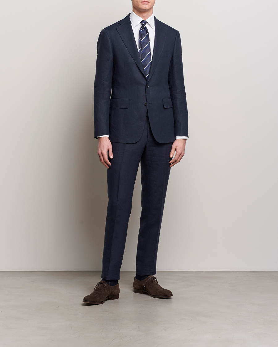 Men | Two-piece Suits | Canali | Capri Linen Suit Navy