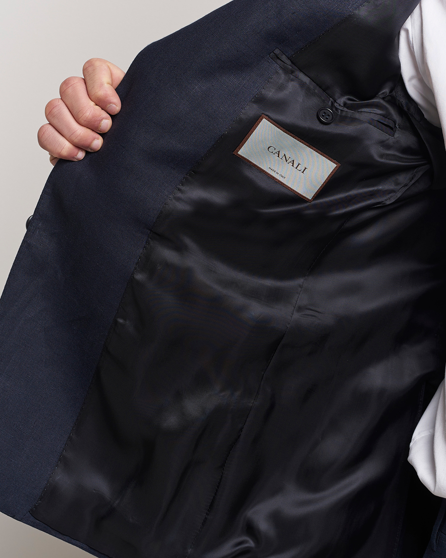 Men | Suits | Canali | Capri Linen Suit Navy