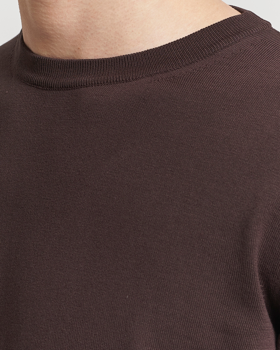 Men | Sweaters & Knitwear | Canali | Cotton Crew Neck Pullover Dark Brown