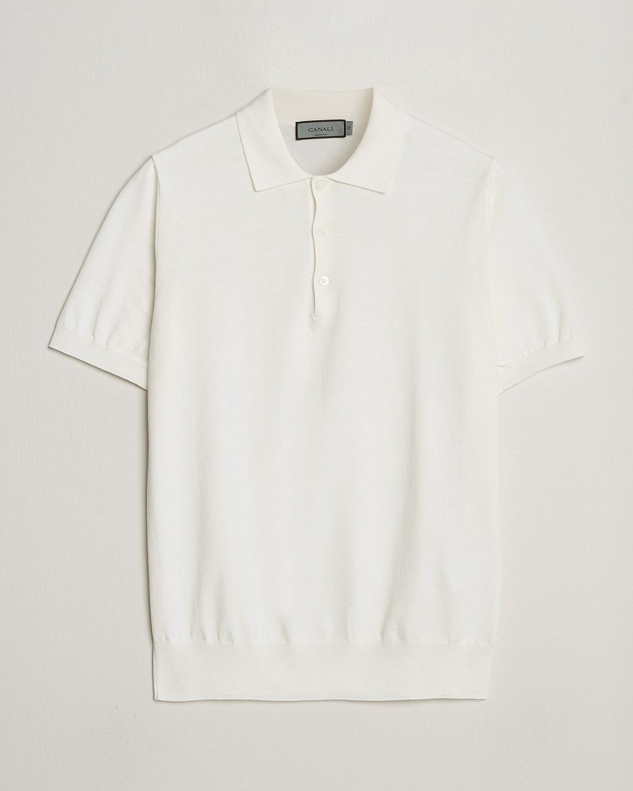 Men | Polo Shirts | Canali | Cotton Short Sleeve Polo White