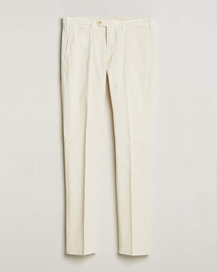 Men | Trousers | Canali | Cotton Stretch Chinos Off White