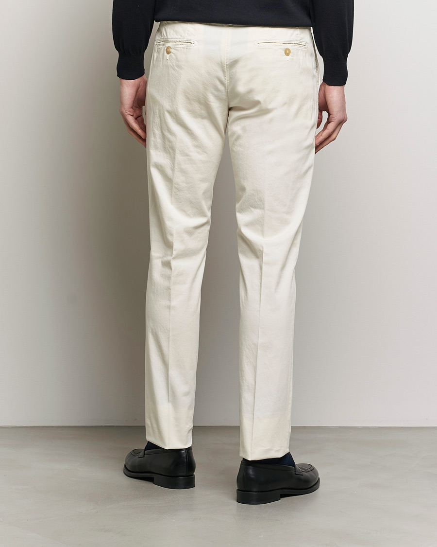 Men | Trousers | Canali | Cotton Stretch Chinos Off White