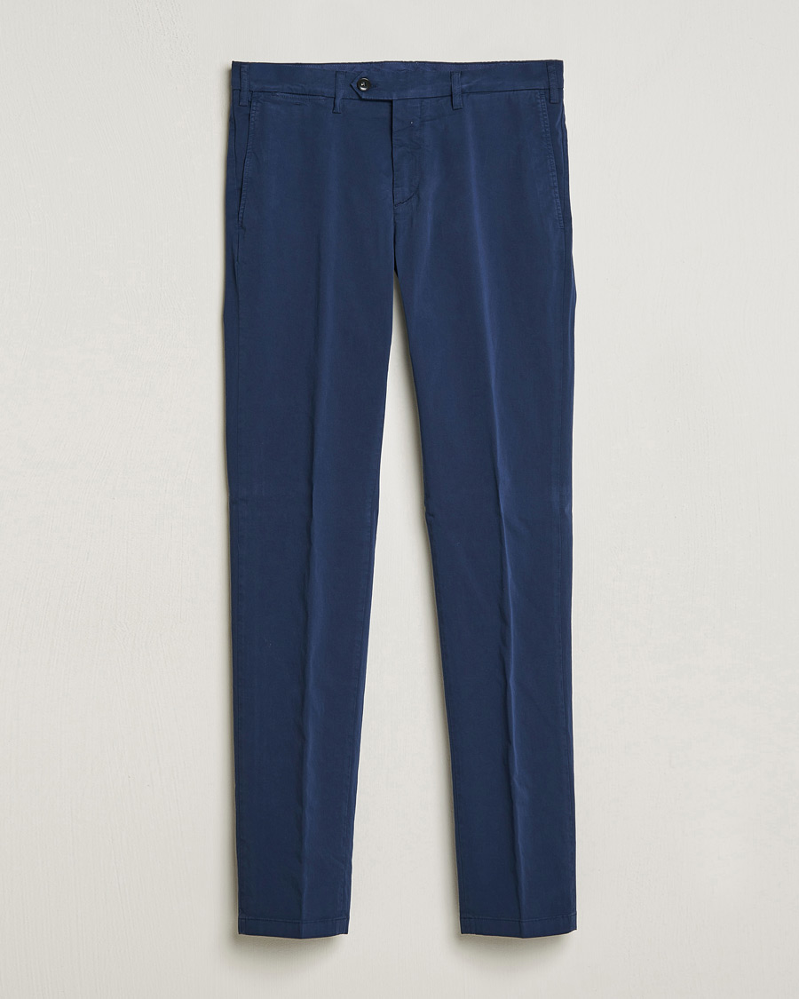 Men | Trousers | Canali | Cotton Stretch Chinos Dark Blue