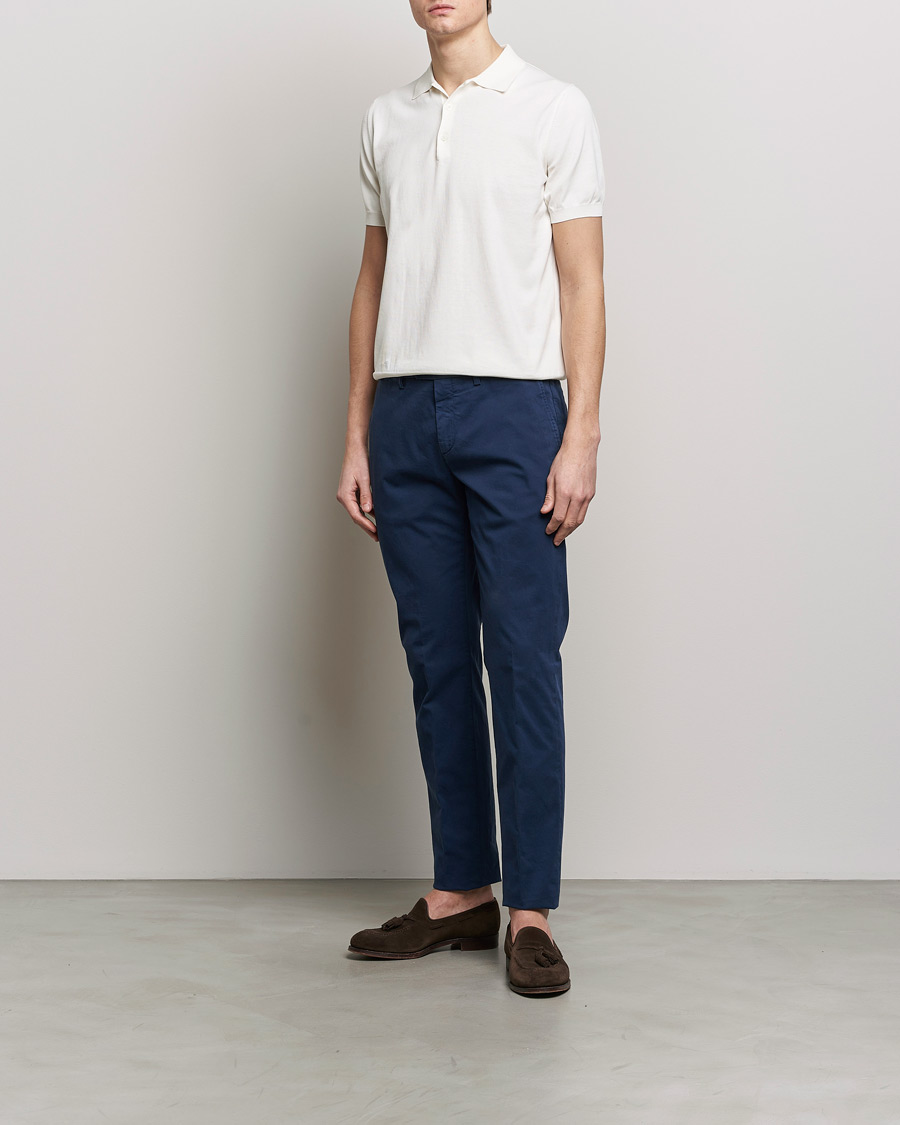 Men | Trousers | Canali | Cotton Stretch Chinos Dark Blue