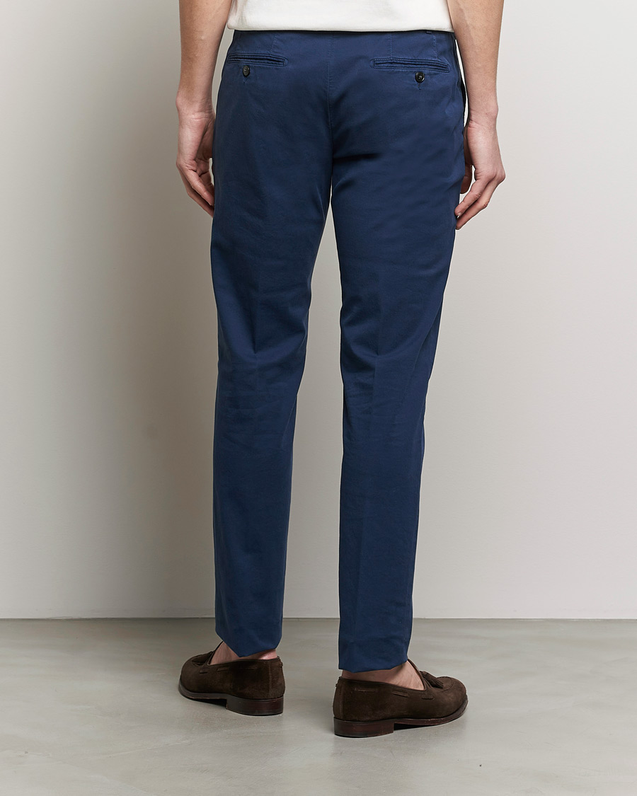 Men | Trousers | Canali | Cotton Stretch Chinos Dark Blue