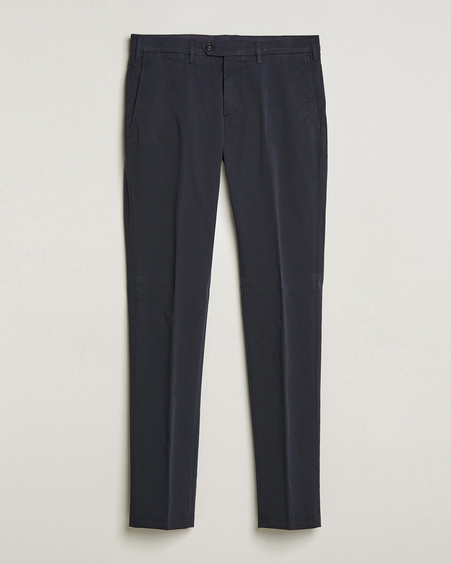 Men | Trousers | Canali | Cotton Stretch Chinos Navy