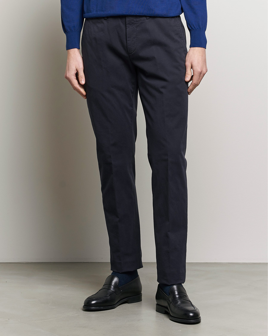 Men | Trousers | Canali | Cotton Stretch Chinos Navy