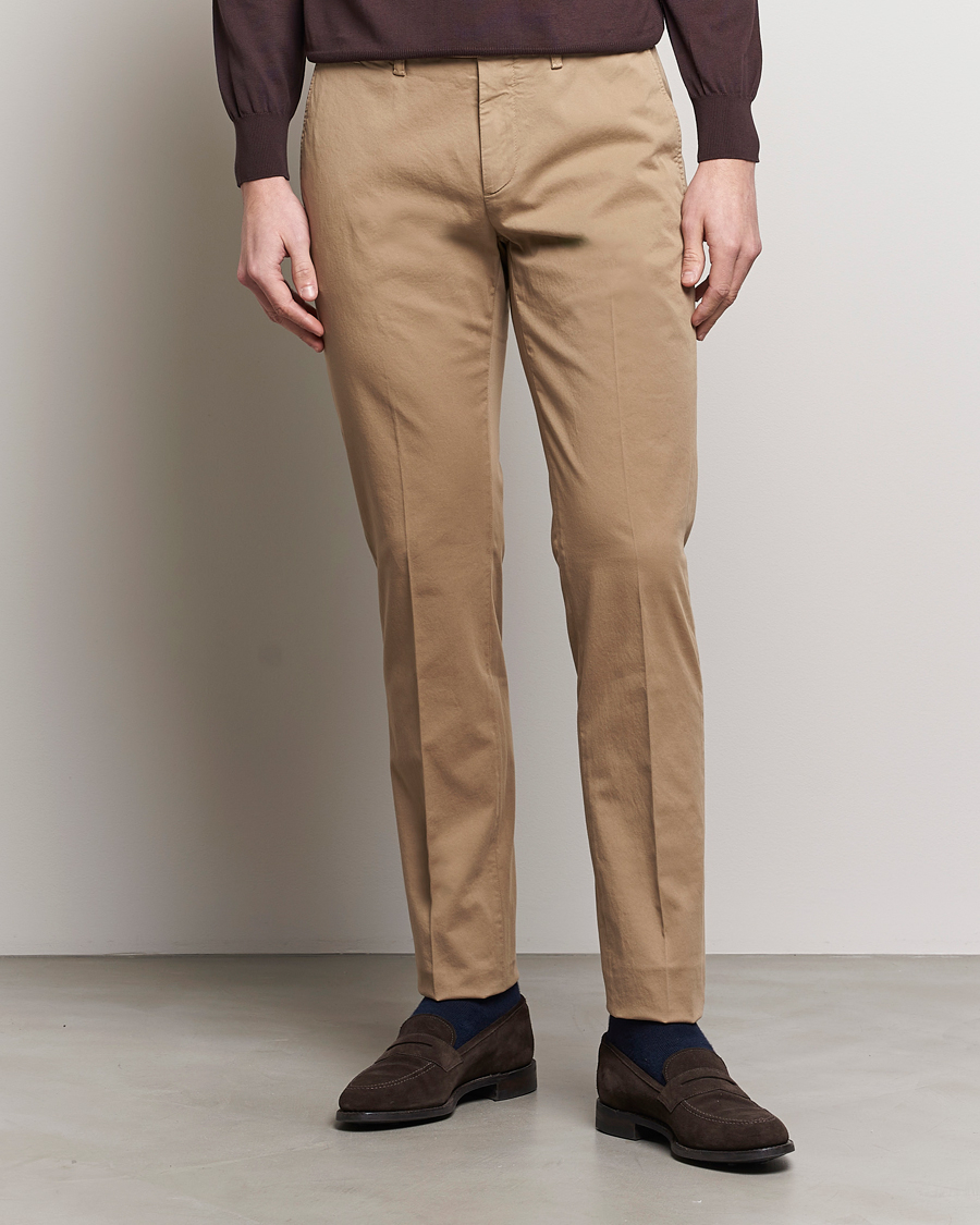Men | Trousers | Canali | Cotton Stretch Chinos Beige
