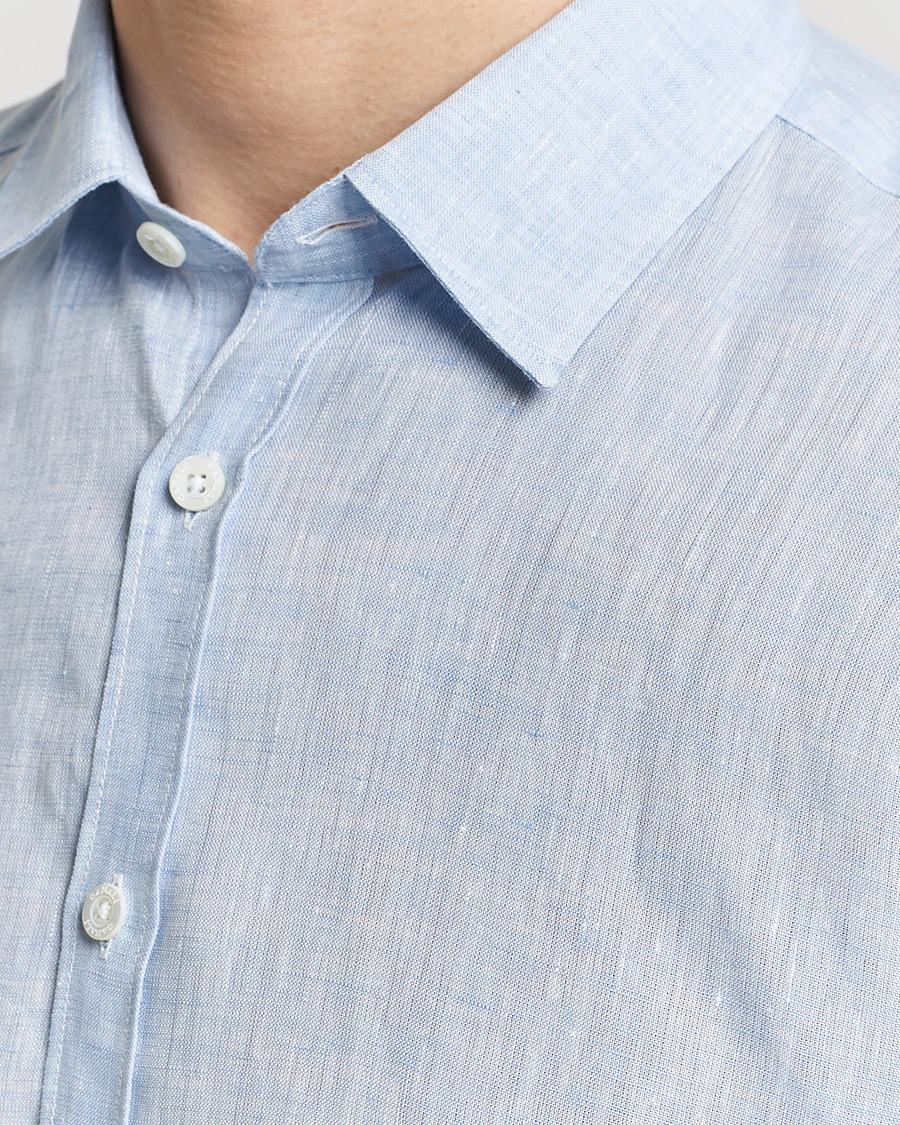 Men | Shirts | Canali | Slim Fit Linen Sport Shirt Light Blue
