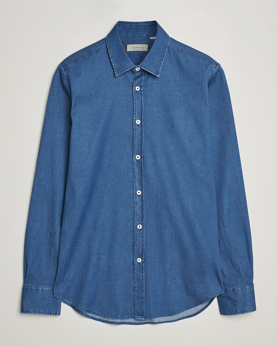 Men | Shirts | Canali | Slim Fit Denim Shirt Medium Washed