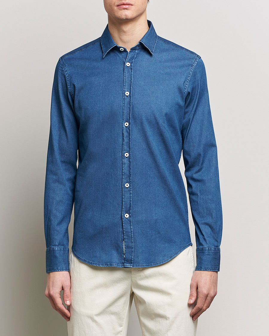 Men | Denim Shirts | Canali | Slim Fit Denim Shirt Medium Washed