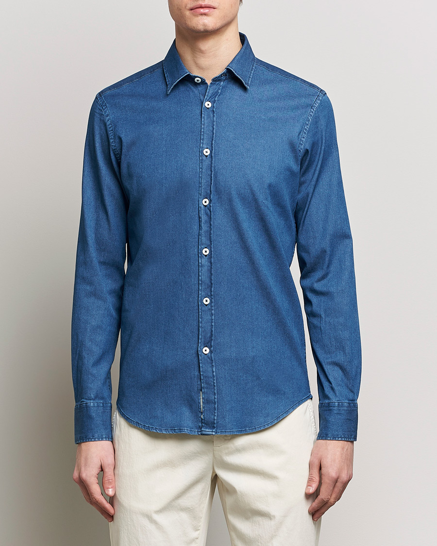 Men | Shirts | Canali | Slim Fit Denim Shirt Medium Washed