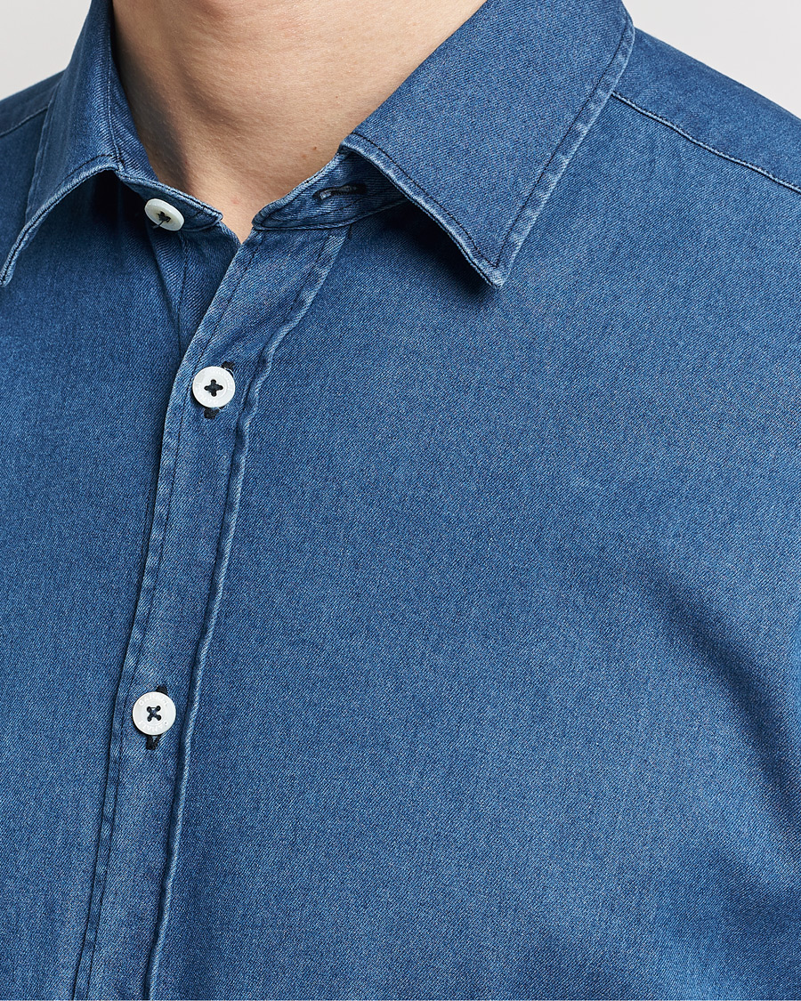 Men | Shirts | Canali | Slim Fit Denim Shirt Medium Washed