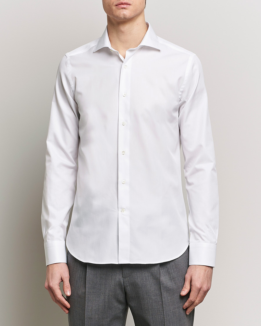 Men | Business Shirts | Canali | Slim Fit Cotton Shirt White