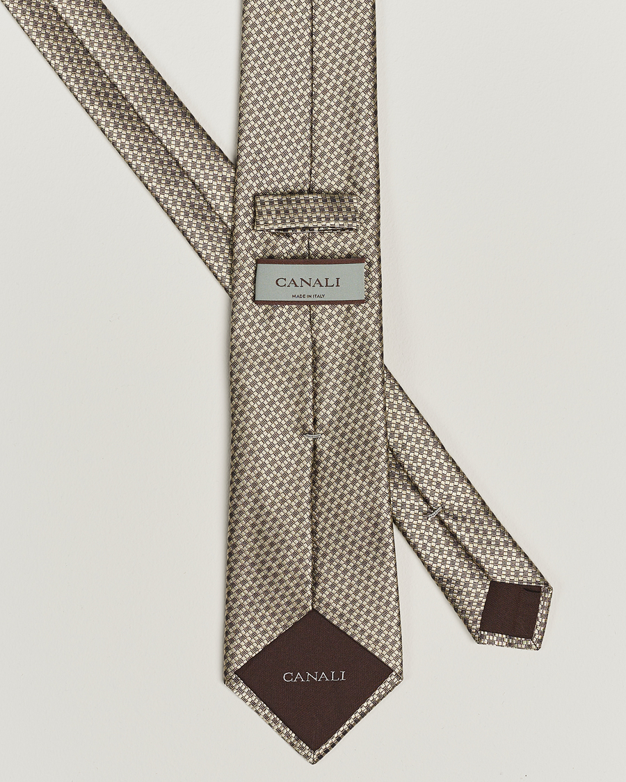 Men | Canali Microstructure Silk Tie Beige | Canali | Microstructure Silk Tie Beige
