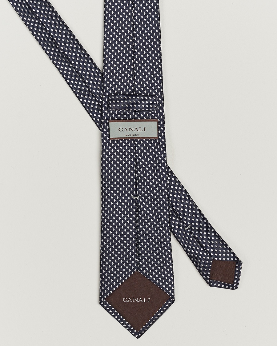Men | Canali Micro Dot Silk Tie Navy | Canali | Micro Dot Silk Tie Navy